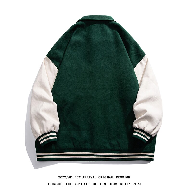 白底23春季新款设计感贴标印花翻领棒球服夹克外套G603P85控108,男装夹克,电商A247-1