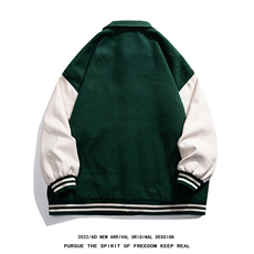白底23春季新款设计感贴标印花翻领棒球服夹克外套G603P85控108，男装夹克，电商A247-1