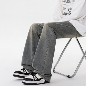 vintage美式高街牛仔裤男vibe水洗做旧微喇KZ010P58加绒68控78图片