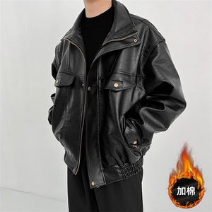 复古机车皮衣加棉外套男美式秋春季飞行员夹克JK03344-P75加棉P90图片