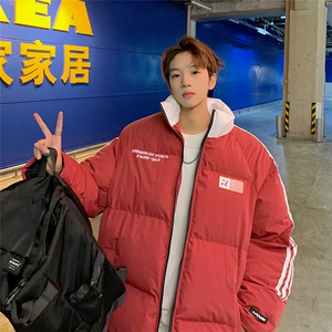 EQ336 撞色面包服冬季外套男港风潮流印花棉衣2024新款青少年棉服图片