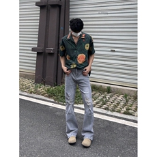 cleanfit夏季弹力牛仔裤男美式高街vibe裤灰色水洗做旧牛仔裤，男装牛仔裤，星座310A-4