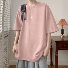 抖音得物直播高品质二开240克美式高街麂皮绒光版纯色短袖t恤12.5，男装T恤，电商A486-1