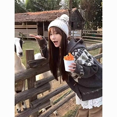 重磅秋冬北极绒开衫毛衣美式复古休闲慵懒风牛角扣针织衫连帽外套，男装针织衫/毛衣，电商A486