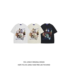 网图有货美式街头晕染虚幻瓶子短袖T恤男女宽松情侣半袖A521-P25，男装T恤，星座1505