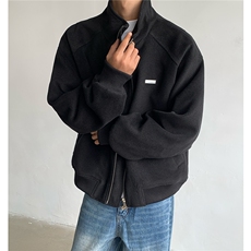 冬装新品弯刀袖毛呢加棉夹克棉衣休闲纯色加厚外套男H1021P118，男装夹克，电商A341
