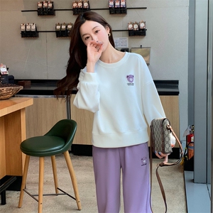 高端可外穿家居服女款春秋款秋季纯棉长袖休闲运动居家服睡衣套装图片