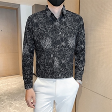 秋冬季男士长袖花衬衫社会小伙店主风衬衣301A-1/CS606/P55，男装衬衫，星座301A-1