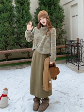 现货手法小香风两件套时尚洋气女装套装加绒加厚保暖轻奢高级感，女装套装/套裙，韩然一族