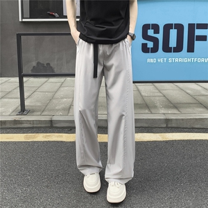自带卡扣腰带 冰感夏季薄款直筒裤百搭垂感冰丝裤310A-4-KZ98-P30图片