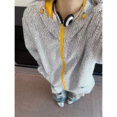 网图有货美式撞色连帽开衫卫衣男女宽松百搭拼接外套A1198-P58，女装短外套，星座1505