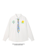 2025春季新款港风白底大码学院风短袖衬衫M-5XHC25360-特P35，男装衬衫，电商A022