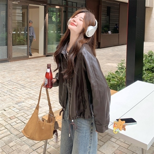 美式复古皮衣外套女2025秋季新款高级感宽松休闲百搭机车服夹克潮图片