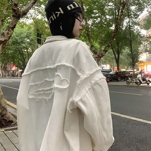 白色牛仔外套女春季新款设计感小众炸街复古夹克上衣NZ023-85