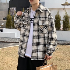 小香风夹克外套男士韩版潮流帅百搭格子2025春季ins上衣W6343-P51，男装夹克，星座412-2