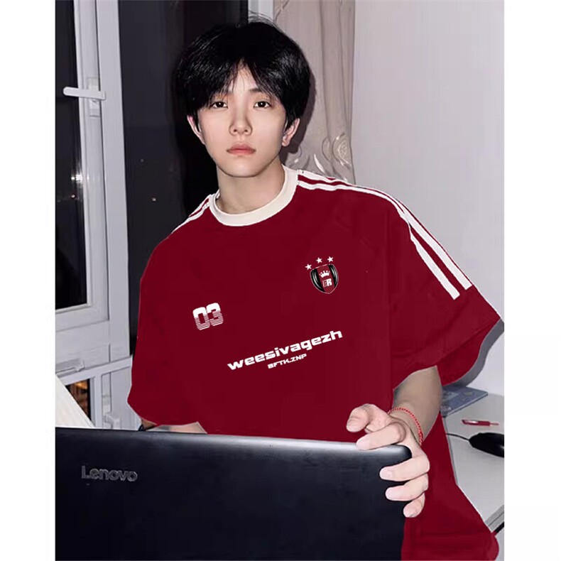 夏季美式高街重磅纯棉三条杠织带撞色男女短袖T恤ZD648-特P30,男装T恤,电商A486-1
