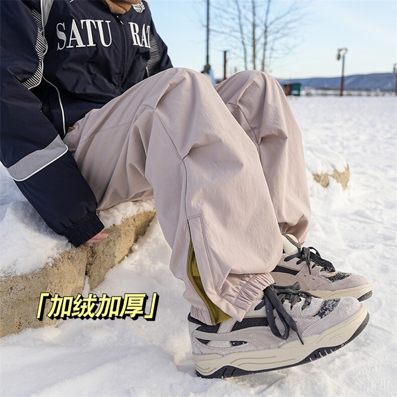 A408-K20066JR（加绒）-P70-X98-S-2XL 日系休闲束脚冬季加绒裤图片