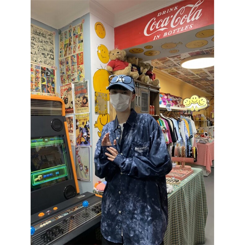 扎染衬衫男士长袖夏季薄款外套衬衣炸街网红痞帅衬衫CH01P25，男装衬衫，星座1116-2