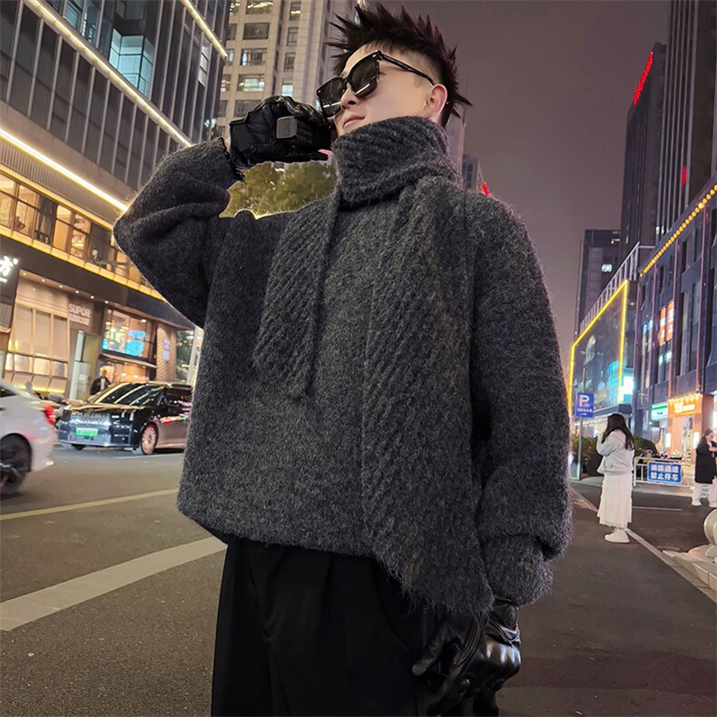 AM331/P98控138冬季社会小伙打底时尚百搭保暖围巾款毛衣男灰首，男装T恤，星座305B-1