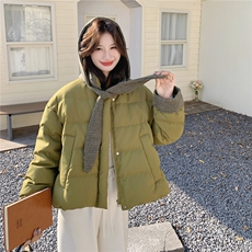 韩系格纹连帽泡芙羽绒服外套女冬2025新款设计白鸭绒面包服，女装羽绒服，慧尚2-185