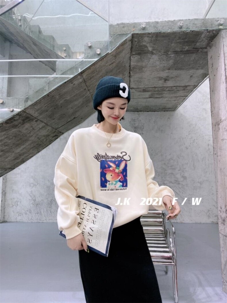 2021冬款加绒卫衣，女装卫衣/绒衫，简蔻