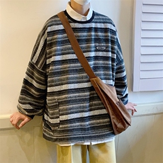 @秋装新款复古呢料条纹宽松卫衣501-2-WY701-P68（化纤），男装卫衣，星座501-2