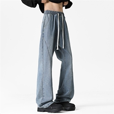 春季新款潮流百搭微喇牛仔裤男美式水洗复古牛仔裤男G156-特批35，男装牛仔裤，星座910