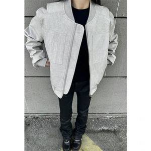 浅石灰美式复古短款外套男款春秋季潮牌cleanfit棒球服飞行员夹克图片