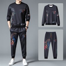 SXL9617秋季2023年新款男士长袖长裤修身休闲时尚卫衣套装P155，男装休闲套装，电商B360