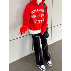 美式高街Vibe风拉链牛仔裤ins潮牌喇叭裤加绒阔腿裤K6087-P48网图，男装牛仔裤，电商B245