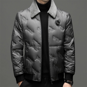 羽绒服男2023冬季新款中年加厚保暖白鸭绒服上衣男装商务休闲外套图片