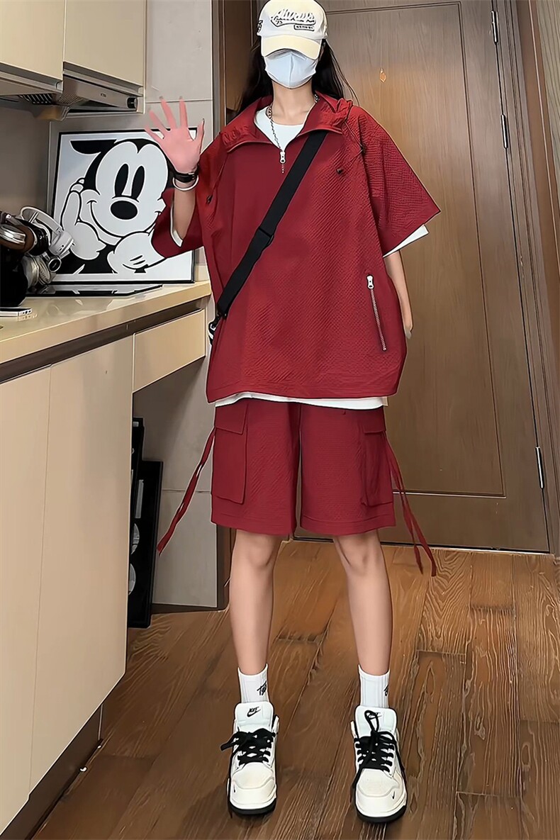量大优供视频泡泡纱夏款连帽套装短袖短裤男XH74TZ-特P60,男装牛仔裤,电商B367
