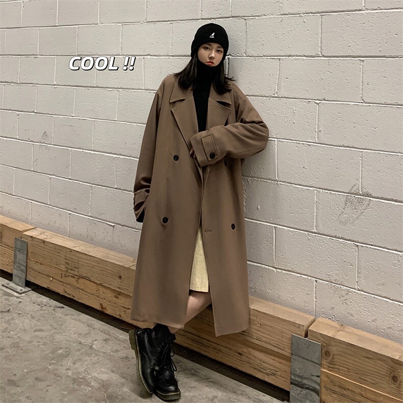 Q2094中长款过膝呢子大衣2024新款冬季毛呢外套加厚韩范女装P138,女装短外套,电商C306-1