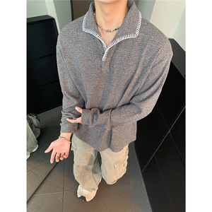 原版品质面料纹刺绣针织衫毛衣韩版通勤V领长袖POLO毛衣W809-P38图片