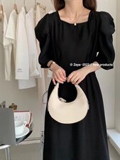 【郁金香盛开】夏季新款面料立体泡泡袖连衣裙，女装连衣裙，Waves smile