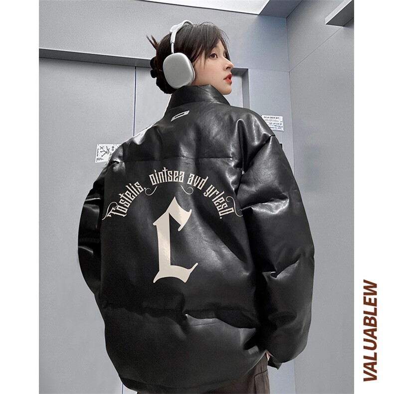 均可提供短视频 高品质港风C英文百搭PU皮加厚棉衣PM81-p110控148图片