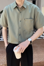 直播店主风夏百搭纯色衬衫短袖轻熟风T恤社会小伙A236-C02-P45，男装T恤，电商A236