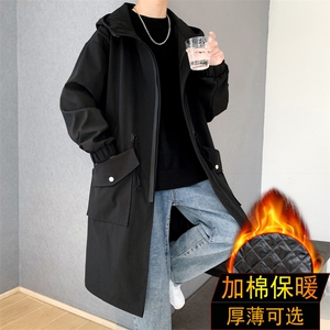 4W件加绒风衣男中长款大衣棉衣男F994薄P95加棉P110港风一图片