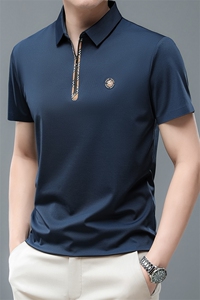 短袖T恤男翻领薄款上衣夏季新款中年男士休闲百搭半袖POLO衫男装图片
