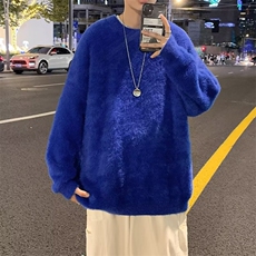 宽松慵懒风针织衫简约纯色圆领白色毛衣男韩版潮流，男装针织衫/毛衣，星座410-7