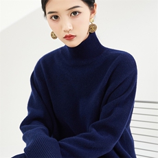 女士秋冬季新款时尚宽松半高领羊毛衫，女装羊毛衫，奢优羊绒