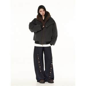 1506-1/MM6058/P116美式保暖座山雕加绒加厚宽松潮牌棉服图片