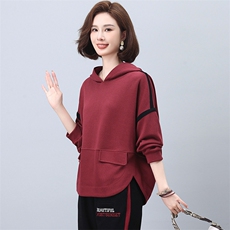 卫衣女2025春秋款连帽大码宽松中年妈妈休闲套头新款上衣，女装卫衣/绒衫，忆绮罗