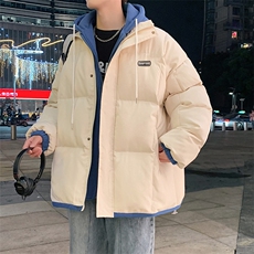 冬季宽松/假两件连帽休闲外套潮加厚棉衣XZ102B-1M6628-P110，男装棉衣，星座102B-1
