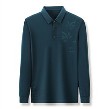 长袖t恤男2023秋季薄款体桖翻领印花中年男士宽松打底衫上衣男装，男装T恤，电商B212（原钱塘6029）