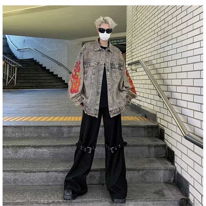 美式复古火焰刺绣牛仔外套男春秋季新款潮牌帅工装夹克W5283-P60,男装工装外套,星座412