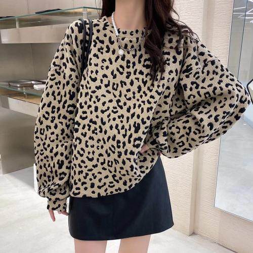 新面料豹纹卫衣，女装卫衣/绒衫，欧妮卡蒂蔓