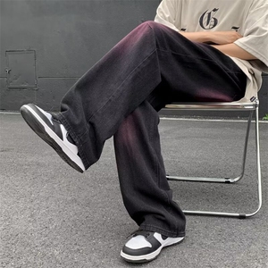 水洗牛仔裤男2025春夏新品美式高街潮牌直筒休闲长裤黑色图片