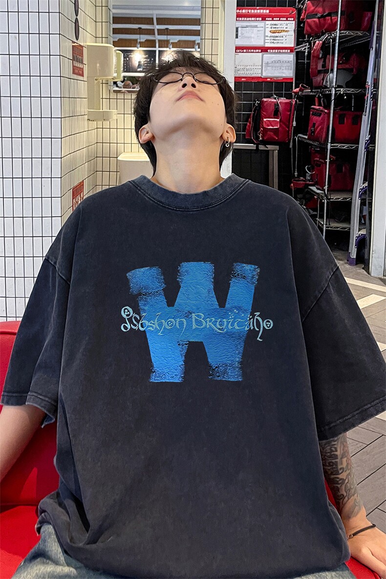 直播品质240克重磅水洗做旧短袖t恤男女SDX237-特P25控48,男装T恤,电商B367