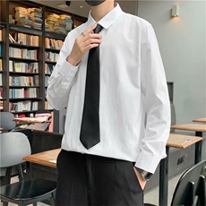 送领带白色长袖衬衫男情侣韩版港风学生班服学院风衬衣CS10-p30，男装衬衫，星座1008-1